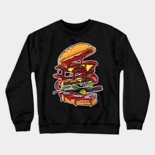 BBQ Hickory Bacon Double Cheese Burger with Vinyl Record Crewneck Sweatshirt